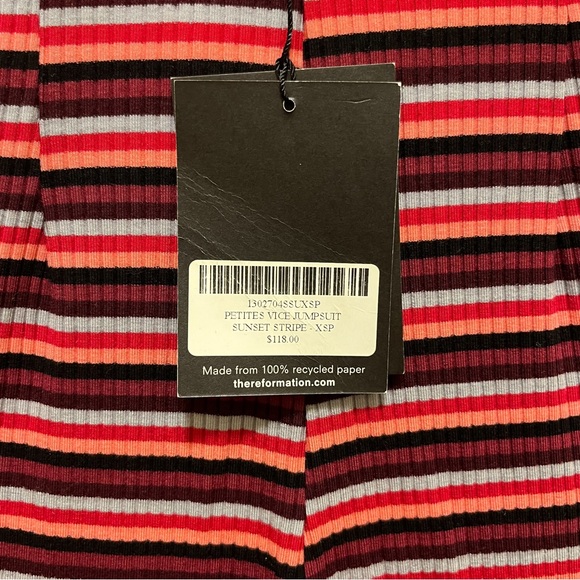 🚫Sold🚫Reformation Petites Vice Jumpsuit Sunset Stripe Size XSP New With Tags - Picture 5 of 5